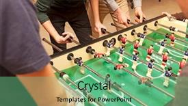  Presentation with soccer - Audience pleasing slide deck consisting of guys are playing table soccer backdrop and a seafoam green colored foreground