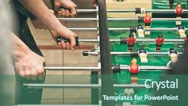  Presentation with closeup of foosball table soccer - Amazing slide deck having guys are playing table soccer backdrop and a  colored foreground
