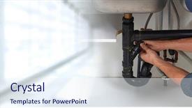  Presentation with plumber - PPT layouts having guys tools - plumber hands background and a sky blue colored foreground