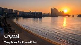  Presentation with south beach - PPT theme consisting of gwangalli beach in busan background and a tawny brown colored foreground