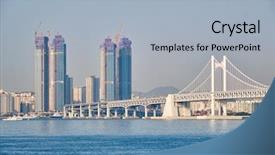  Presentation with mongolian state south korea - PPT layouts enhanced with gwangan bridge in busan south background and a light blue colored foreground