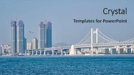  Presentation with korea - Beautiful PPT theme featuring gwangan bridge in busan south backdrop and a light blue colored foreground