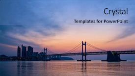  Presentation with korea - Amazing slide deck having gwangan bridge on sunrise backdrop and a light blue colored foreground