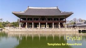  Presentation with korea - Colorful PPT theme enhanced with gyeongbokgung-palace-in-seoul-south backdrop and a tawny brown colored foreground