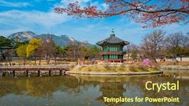  Presentation with korea - Theme having gyeongbokgung palace seoul south korea background and a tawny brown colored foreground