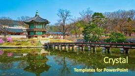  Presentation with korea - Slides featuring gyeongbokgung palace seoul south korea background and a tawny brown colored foreground