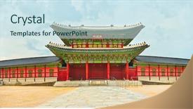  Presentation with korea - Presentation consisting of gyeongbokgung palace seoul south korea background and a sky blue colored foreground