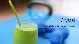  Presentation with healthy drink - Slide deck having gym - fitness concept clean eating background and a light blue colored foreground