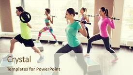  Presentation with group training - Amazing theme having gym and lifestyle concept - group backdrop and a cream colored foreground