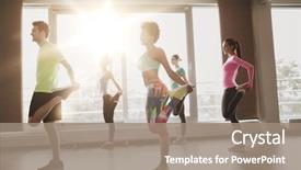  Presentation with elderly people exercise patient training - Presentation theme with gym and lifestyle concept - group background and a gray colored foreground