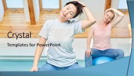  Presentation with children doing kids gym - Colorful PPT theme enhanced with gym ball doing stretching exercise backdrop and a lemonade colored foreground