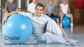  Presentation with fitness for senior citizens - Amazing presentation design having gym ball in fitness center backdrop and a  colored foreground