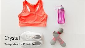  Presentation with fitness clothing - Amazing PPT layouts having gym clothes - sport fitness healthy lifestyle backdrop and a light gray colored foreground