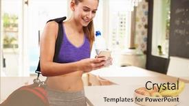  Presentation with gym - Amazing slide set having gym clothing looking at mobile backdrop and a coral colored foreground