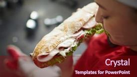  Presentation with shot - Cool new slide deck with gym concept of food obsession backdrop and a wine colored foreground