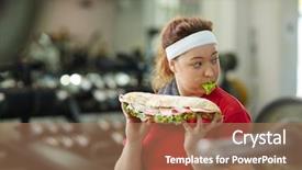  Presentation with eating - Colorful presentation design enhanced with gym concept of food obsession backdrop and a coral colored foreground