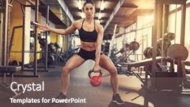  Presentation with exercise - Slide deck featuring gym exercise with kettle bell background and a violet colored foreground