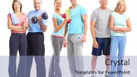 Presentation with healthy lifestyle - PPT layouts having gym fitness healthy lifestyle smiling background and a light blue colored foreground