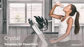  Presentation with running treadmill - Slide set consisting of gym-fitness-woman-drinking-water background and a gray colored foreground