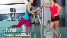  Presentation with exercise trainer - Beautiful theme featuring gym glute exercise machine women workout smiling with personal trainer backdrop and a seafoam green colored foreground