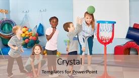  Presentation with net - Slide deck with gym in kindergarten or preschool background and a coral colored foreground