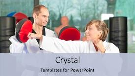  Presentation with taekwondo - PPT theme having gym in martial art background and a light blue colored foreground