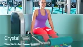  Presentation with workout - PPT layouts consisting of gym leg extension exercise workout woman indoor background and a ocean colored foreground