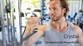  Presentation with gym - Presentation theme enhanced with gym machine cable tower background and a light blue colored foreground