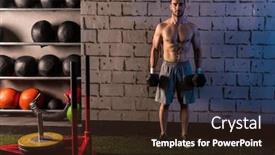  Presentation with muscle - Theme featuring gym man holding hex dumbbells with muscle torso background and a tawny brown colored foreground