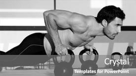  Presentation with strength - Colorful presentation theme enhanced with gym man push-up strength backdrop and a gray colored foreground