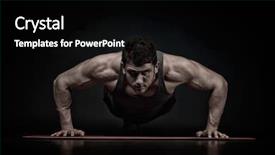  Presentation with professional tennis player athlete man - Slide deck enhanced with gym model - athletic young man exercising background and a black colored foreground