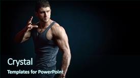  Presentation with studio - PPT theme featuring gym model - athletic young man portrait background and a  colored foreground