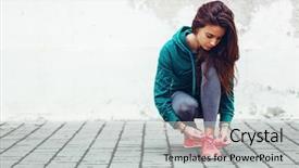  Presentation with exercise sport - Beautiful PPT layouts featuring gym model - fitness sport girl in fashion backdrop and a light gray colored foreground