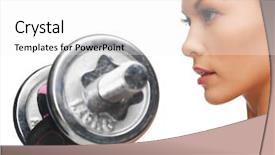  Presentation with sporty - Audience pleasing slide set consisting of gym model - picture of beautiful sporty woman backdrop and a white colored foreground