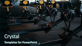  Presentation with club training - Theme with gym nobody empty fitness club background and a  colored foreground