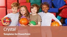  Presentation with preschool - Amazing PPT theme having gym of a preschool backdrop and a coral colored foreground
