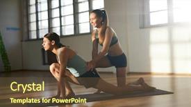  Presentation with performer - Cool new slides with gym on sunny day backdrop and a tawny brown colored foreground