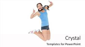  Presentation with sporty - Presentation theme featuring gym opening - active sporty young woman gesturing background and a  colored foreground