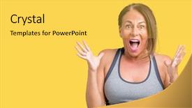 Presentation with woman sport - Presentation theme enhanced with gym opening - beautiful middle age woman wearing background and a yellow colored foreground