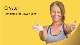  Presentation with middle east camel caravan - Slide set having gym opening - beautiful middle age woman wearing background and a  colored foreground