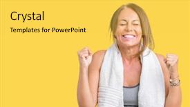  Presentation with woman sport - Audience pleasing theme consisting of gym opening - beautiful middle age woman wearing backdrop and a yellow colored foreground