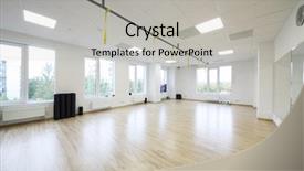  Presentation with pilates - Colorful slide deck enhanced with gym spa - empty modern hall for fitness backdrop and a light gray colored foreground