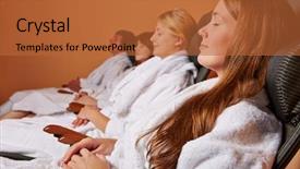  Presentation with hyper operation room - Slides with gym spa - group in relaxation room resting background and a red colored foreground