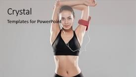  Presentation with fitness - Slides featuring gym spa - picture of pretty fitness lady background and a mint green colored foreground