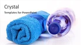  Presentation with blue spa - Presentation having gym spa - twisted blue towel and bottle background and a white colored foreground