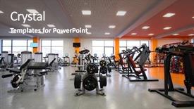  Presentation with hall of fame - Presentation theme consisting of gym spa - weights in a fitness hall background and a gray colored foreground