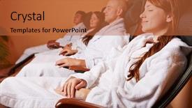  Presentation with relaxation - PPT theme featuring gym spa - women and men resting background and a red colored foreground