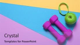  Presentation with movement exercise - Amazing PPT theme having gym stuff and blank space backdrop and a lavender colored foreground