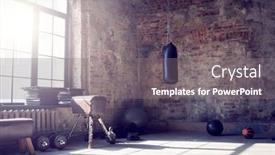  Presentation with brick - Beautiful PPT theme featuring gym-with-brick-wall backdrop and a gray colored foreground