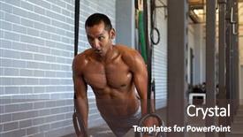  Presentation with crossfit - Slides consisting of gym with gymnastic ring background and a tawny brown colored foreground